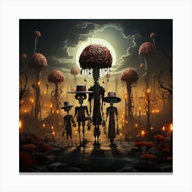 Skeletons In The Forest Canvas Print