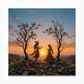 moral nature art Radha and Krishna Stampe su tela