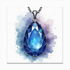 Sapphire Pendant, Watercolor, Celestial Galaxy 1 Canvas Print