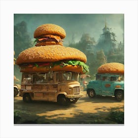 Burger Trucks In The Woods Canvas Print