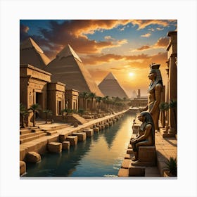 Egyptian Pyramids At Sunset Canvas Print