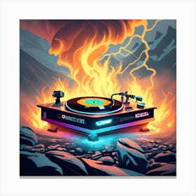 Record Player On Fire Canvas Print