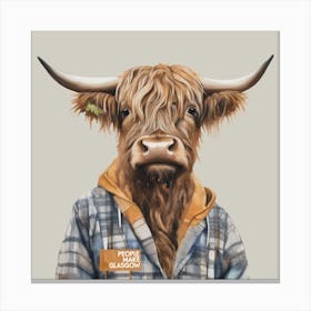 Glasgow Highland Cow Art Leinwandbild