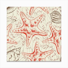 Seamless Starfish Pattern Vector Canvas Print