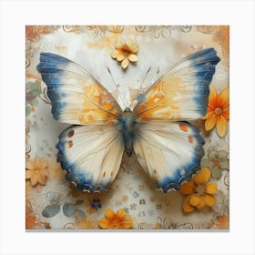 Butterfly With Flowers Canvas Print