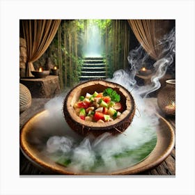 A Beautifully Plated Dish Called Cenote Ceviche, F Canvas Print