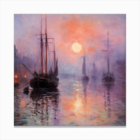'Sailboats At Sunset' Canvas Print