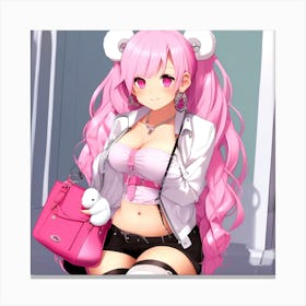 Pink Haired Anime Girl Canvas Print