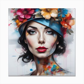 Woman With Flowers On Her Head 2 Canvas Print
