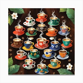 Coffee Cups And Saucers Canvas Print