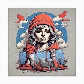 Girl With Hoodie Canvas Print