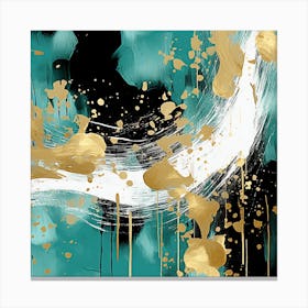 Abstract In Teal And Gold 1 Canvas Print