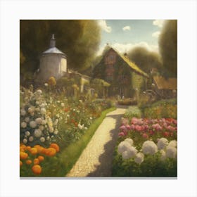 Gustav Klimt Style, Farm Garden 2 Canvas Print