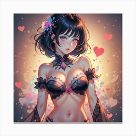 Cute Girl With Hearts In The Air(1) Canvas Print