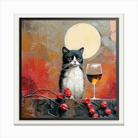 Cat With Wine Glass 1 Canvas Print