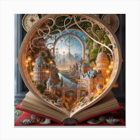 Magical Cities Seen Through Intricate Book Nook 10 Canvas Print