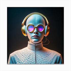 Futuristic Woman With Headphones 9 Canvas Print