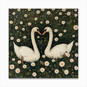 Swans Fairycore Painting 1 Canvas Print