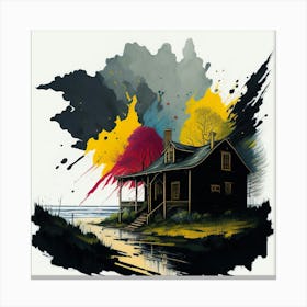 Colored House Ink Painting (2) Canvas Print