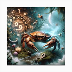 Astrological Dreamscape: Cancer's Mystical Journey Canvas Print