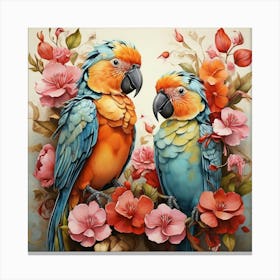 Exotic Birds Art Print 1 Canvas Print
