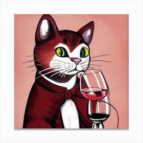 Cat Drinking Wine Canvas Print