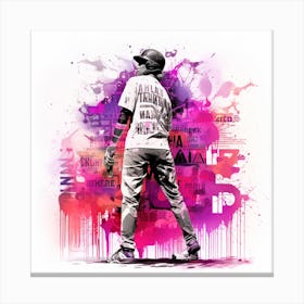 Baseball Player Splash Color Explosion Canvas Print