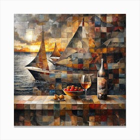 Sunset Sailboats Canvas Print