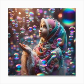 Muslim Girl With Soap Bubbles Canvas Print