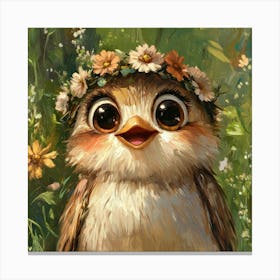 Owl In A Flower Crown Lienzo