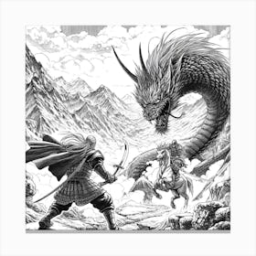 Dragon And The Man Canvas Print