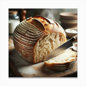 Bread On A Wooden Cutting Board Canvas Print