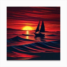 Sailboat At Sunset 22 Canvas Print