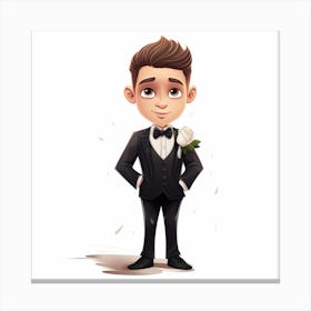 Cartoon Boy In Tuxedo Canvas Print