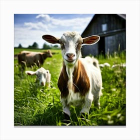 Pasture Rural Farm Goat Nature Farming Natural Countryside Animal Herd Agriculture Meadow (3) Canvas Print