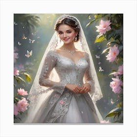 Beautiful Bride In A Wedding Dress Canvas Print