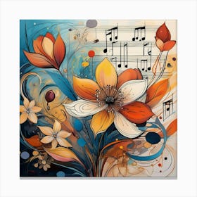 Music Notes And Flowers 5 Canvas Print