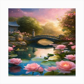 Pink Lotus Bridge Canvas Print