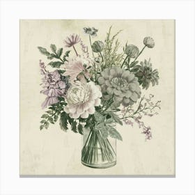 Vintage Flowers In A Vase Canvas Print