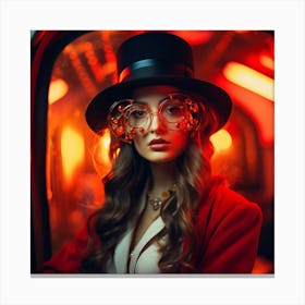 Beautiful Woman In Glasses Canvas Print