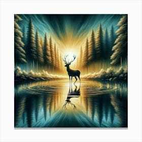 Majestic Deer in the Enchanted Forest: Nature's Serenity Captured Canvas Print