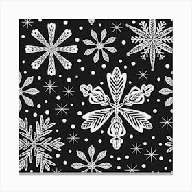 Snowflakes On Black Background Canvas Print