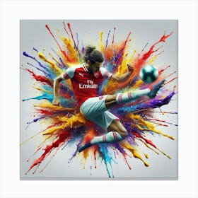 Arsenal Player Kicking A Soccer Ball Canvas Print