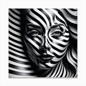 Black And White Zebra Face Canvas Print