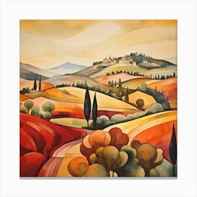 Mystical Palette: Italian Landscape's Abstract Whimsy Canvas Print