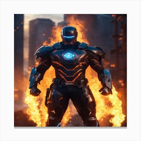 Iron Man In Flames Canvas Print
