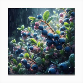 Blueberries In The Rain 1 Canvas Print