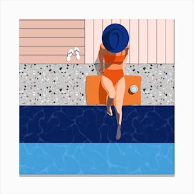 Pool Day Square Canvas Print