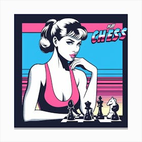 retro chess poster Canvas Print