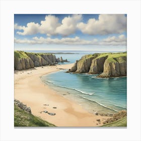Picture Of Barafundle Bay Beach Pembrokeshire Wales 0 Canvas Print